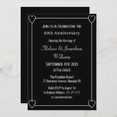 Elegant 10e Jubileum Romantisch Harten Zwart Kaart (Voorkant / Achterkant)