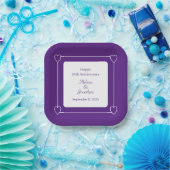 Elegant 10e Jubileum Romantische Harten Paarse Papieren Bordje (Feest)