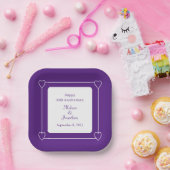 Elegant 10e Jubileum Romantische Harten Paarse Papieren Bordje (Feest)