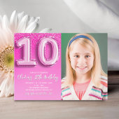 Elegant 10th Birthday girl with photo Numer Ballon Kaart