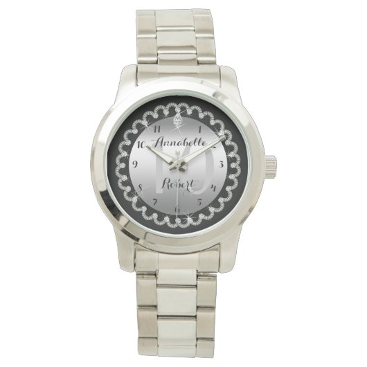 Elegant 10th Silver en Diamonds Jubileum Horloge (Voorkant)