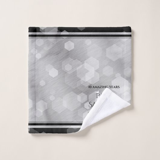 Elegant 10th Tin Wedding Jubileum Bad Handdoek (Wasdoekje)