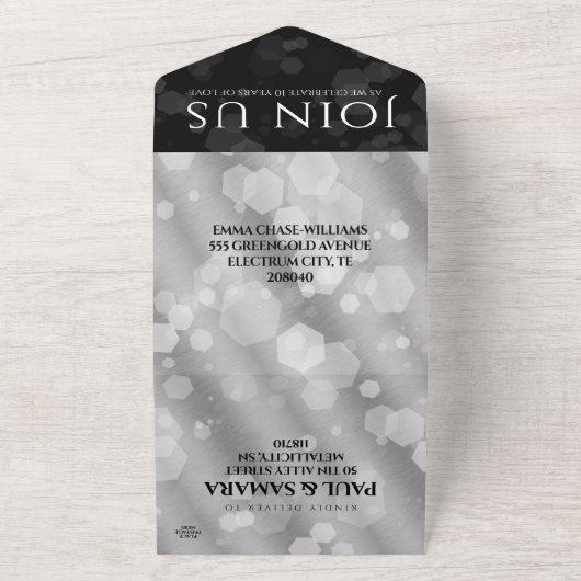 Elegant 10th Tin Wedding Jubileum Celebration All In One Uitnodiging (Buitenkant)