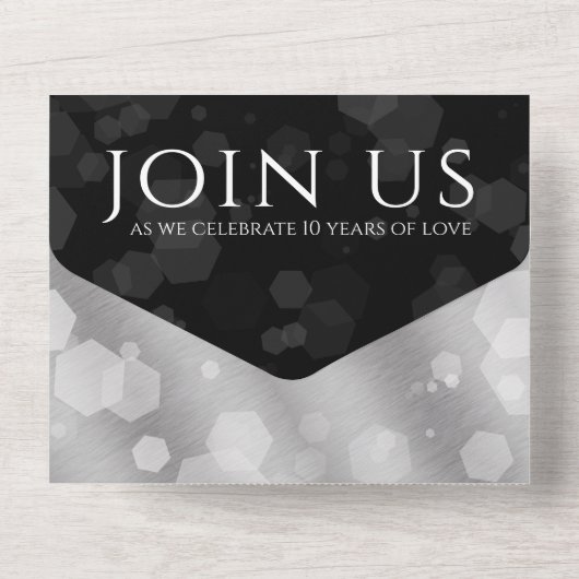 Elegant 10th Tin Wedding Jubileum Celebration All In One Uitnodiging (Achterkant)