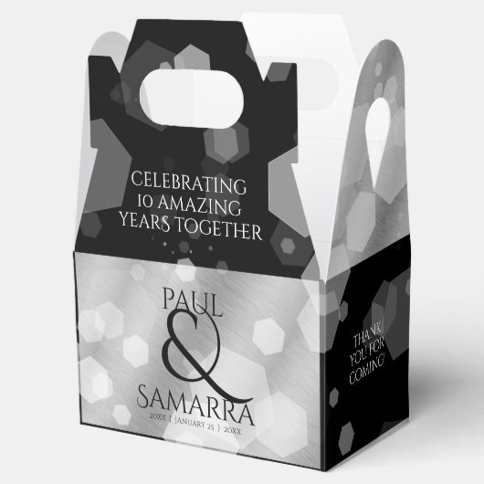 Elegant 10th Tin Wedding Jubileum Celebration Bedankdoosjes (Geopend)