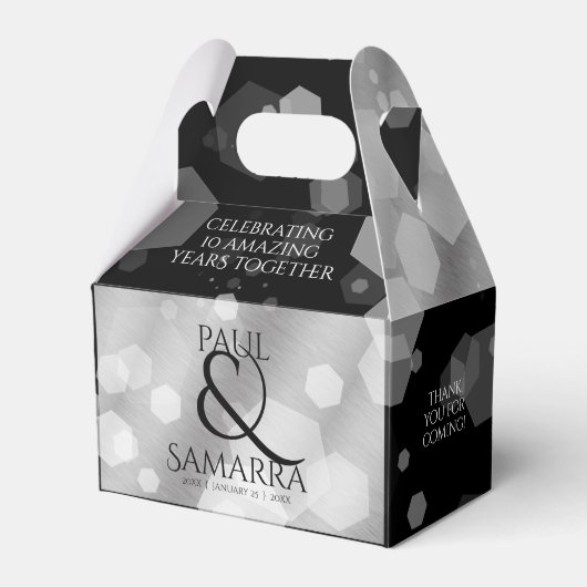 Elegant 10th Tin Wedding Jubileum Celebration Bedankdoosjes (Voorkant Zijde)