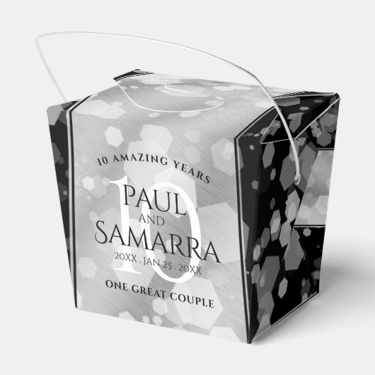 Elegant 10th Tin Wedding Jubileum Celebration Bedankdoosjes (Achterkant)