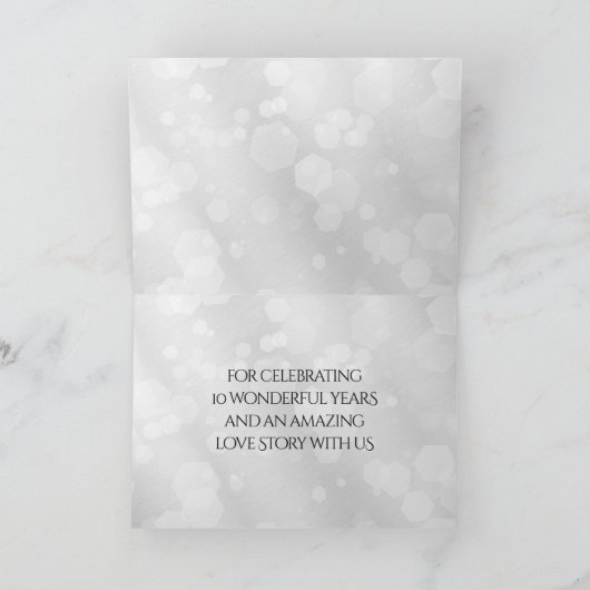 Elegant 10th Tin Wedding Jubileum Celebration Bedankkaart (Binnen)