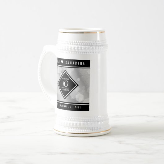 Elegant 10th Tin Wedding Jubileum Celebration Bierpul (Voorkant links)