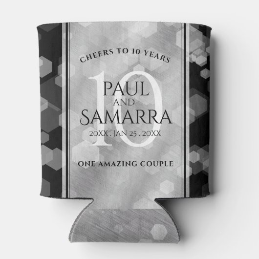 Elegant 10th Tin Wedding Jubileum Celebration Blikjeskoeler (Achterkant)