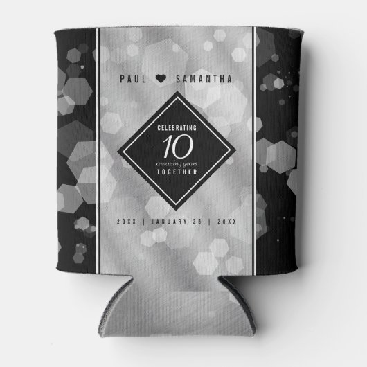 Elegant 10th Tin Wedding Jubileum Celebration Blikjeskoeler (Voorkant)