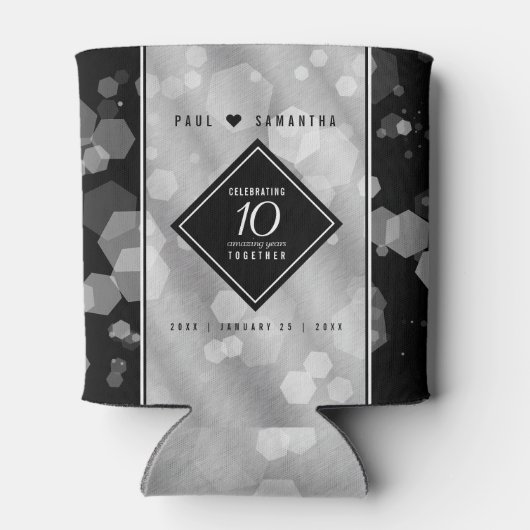 Elegant 10th Tin Wedding Jubileum Celebration Blikjeskoeler (Achterkant)