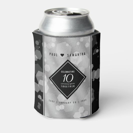 Elegant 10th Tin Wedding Jubileum Celebration Blikjeskoeler (Blikje Achterkant)