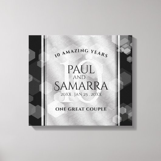 Elegant 10th Tin Wedding Jubileum Celebration Canvas Afdruk (Voorkant)