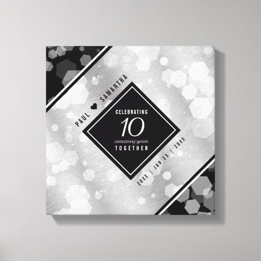 Elegant 10th Tin Wedding Jubileum Celebration Canvas Afdruk (Voorkant)
