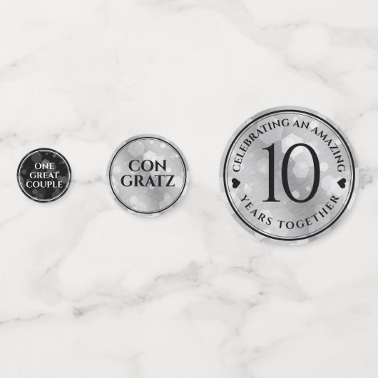 Elegant 10th Tin Wedding Jubileum Celebration Confetti (Voorkanten)