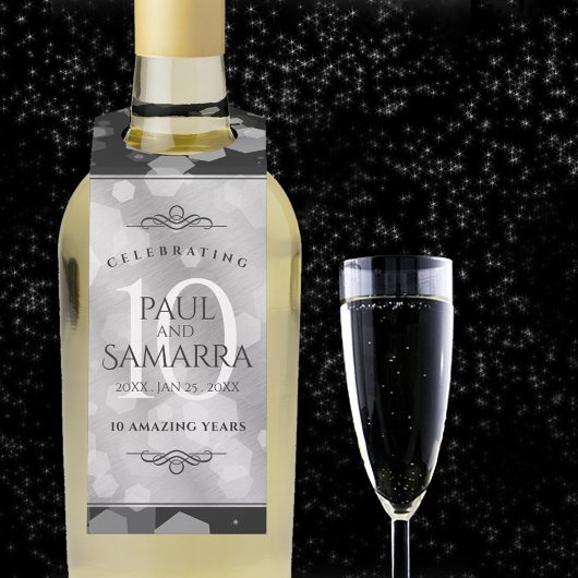 Elegant 10th Tin Wedding Jubileum Celebration Flessenhanger