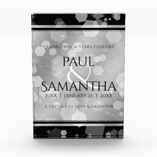 Elegant 10th Tin Wedding Jubileum Celebration Fotoblokken (Voorkant)