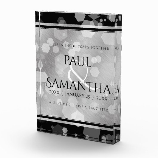 Elegant 10th Tin Wedding Jubileum Celebration Fotoblokken (Rechts)