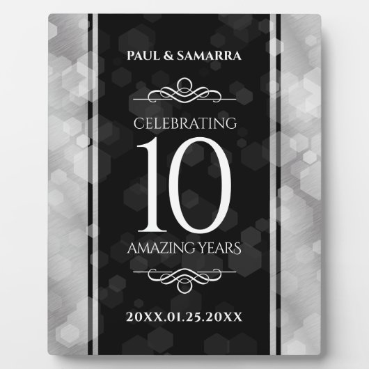 Elegant 10th Tin Wedding Jubileum Celebration Fotoplaat (Voorkant)