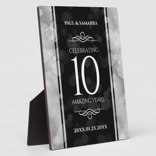 Elegant 10th Tin Wedding Jubileum Celebration Fotoplaat (Zijkant)