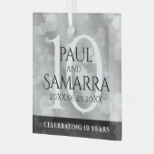 Elegant 10th Tin Wedding Jubileum Celebration Glas Ornament (Voorkant links)