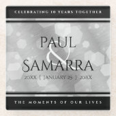 Elegant 10th Tin Wedding Jubileum Celebration Glazen Onderzetter (Voorkant)