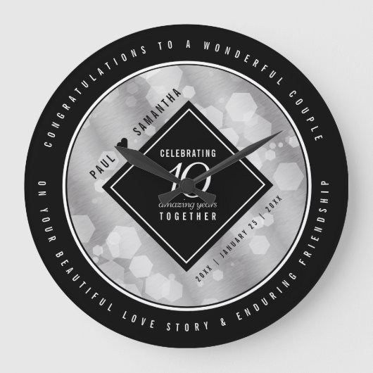 Elegant 10th Tin Wedding Jubileum Celebration Grote Klok (Voorkant)