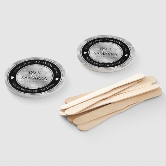 Elegant 10th Tin Wedding Jubileum Celebration Handwaaier (Niet-gemonteerd)