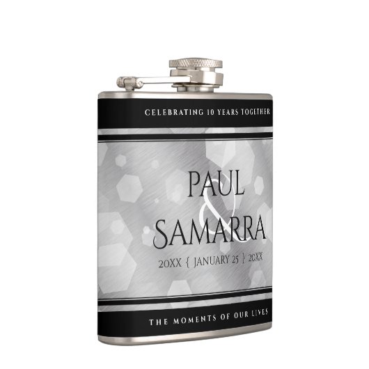 Elegant 10th Tin Wedding Jubileum Celebration Heupfles (Rechts)