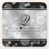 Elegant 10th Tin Wedding Jubileum Celebration Kartonnen Onderzetters (Voorkant)