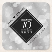 Elegant 10th Tin Wedding Jubileum Celebration Kartonnen Onderzetters (Voorkant)
