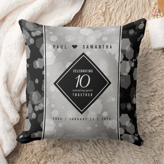 Elegant 10th Tin Wedding Jubileum Celebration Kussen (Deken)