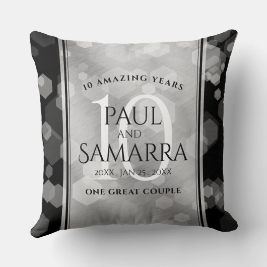 Elegant 10th Tin Wedding Jubileum Celebration Kussen (Achterkant)
