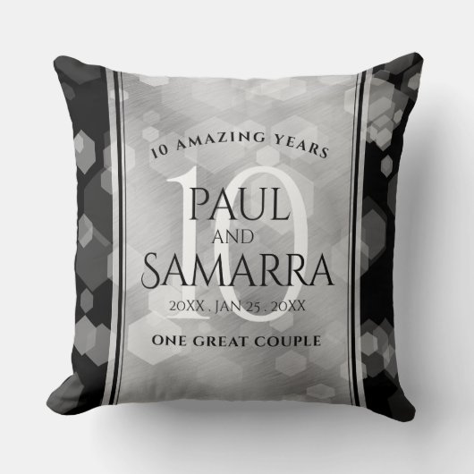 Elegant 10th Tin Wedding Jubileum Celebration Kussen (Voorkant)