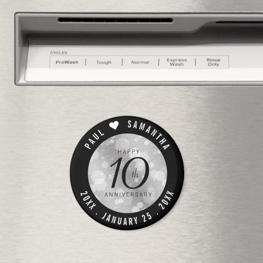 Elegant 10th Tin Wedding Jubileum Celebration Magneet (Insitu (Vaatwasser))