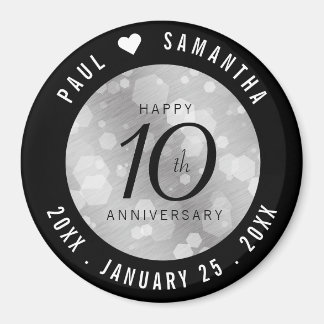 Elegant 10th Tin Wedding Jubileum Celebration Magneet