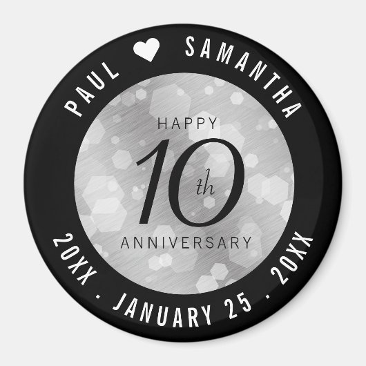 Elegant 10th Tin Wedding Jubileum Celebration Magneet (Voorkant)