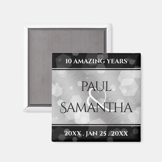 Elegant 10th Tin Wedding Jubileum Celebration Magneet (Voorkant / Achterkant)