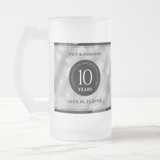 Elegant 10th Tin Wedding Jubileum Celebration Matglas Bierpul (Links)