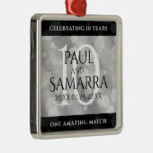 Elegant 10th Tin Wedding Jubileum Celebration Metalen Ornament (Rechts)