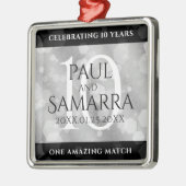 Elegant 10th Tin Wedding Jubileum Celebration Metalen Ornament (Links)