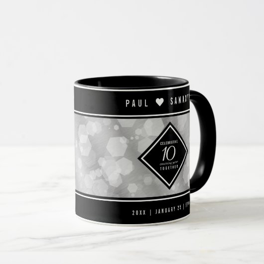 Elegant 10th Tin Wedding Jubileum Celebration Mok (Voorkant rechts)