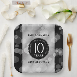 Elegant 10th Tin Wedding Jubileum Celebration Papieren Bordje