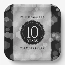 Elegant 10th Tin Wedding Jubileum Celebration Papieren Bordje