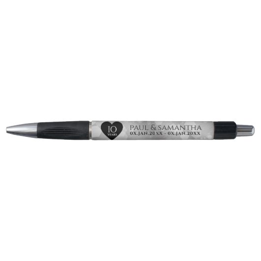 Elegant 10th Tin Wedding Jubileum Celebration Pen (Voorkant)