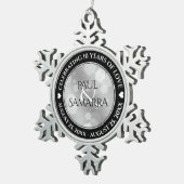 Elegant 10th Tin Wedding Jubileum Celebration Sneeuwvlok Ornament (Rechts)