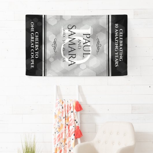 Elegant 10th Tin Wedding Jubileum Celebration Spandoek (Insitu)