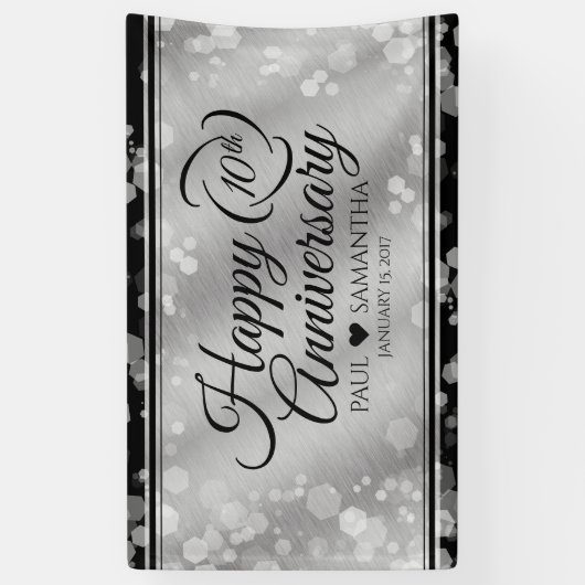 Elegant 10th Tin Wedding Jubileum Celebration Spandoek (Verticaal)