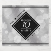 Elegant 10th Tin Wedding Jubileum Celebration Sparkling Wijnetiket (Enkel label)